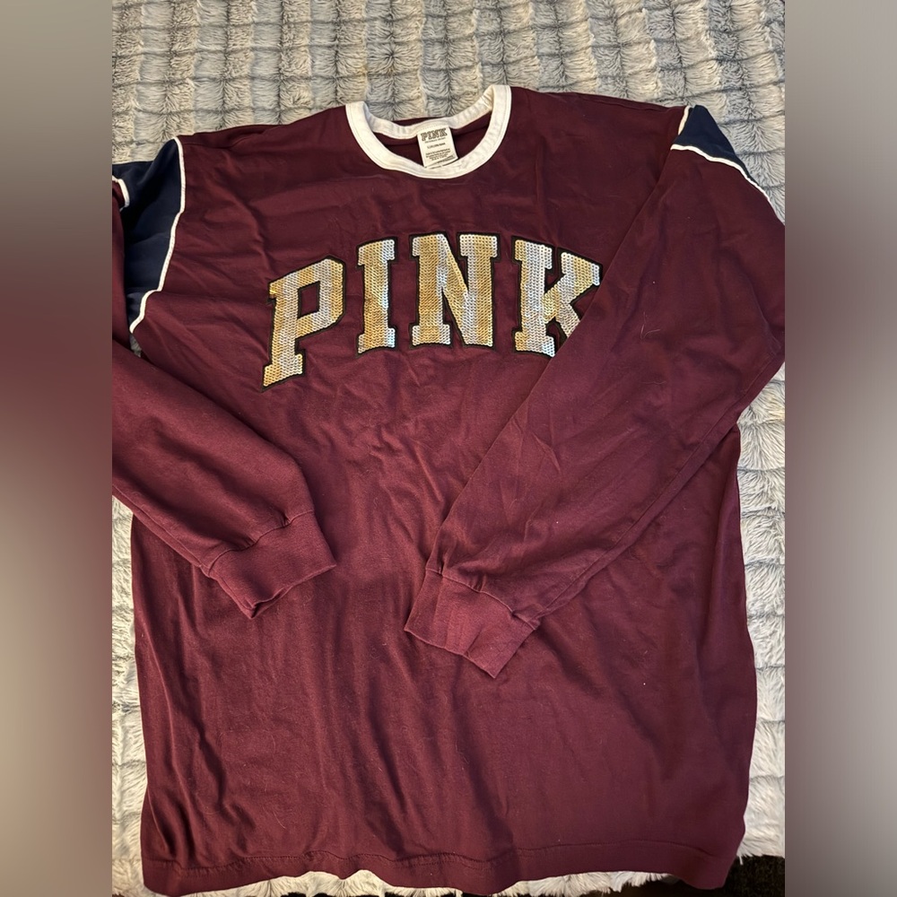 Pink bling long sleeve tee